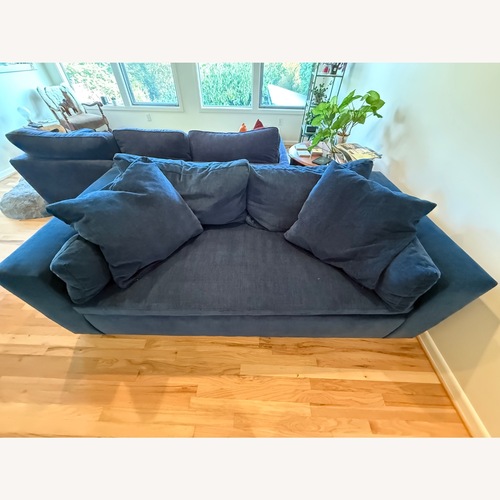 Used West Elm Harmony Blue Velvet Sleeper Sofa for sale on AptDeco