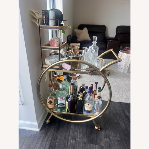 Used Gold Brass Bar Cart for sale on AptDeco