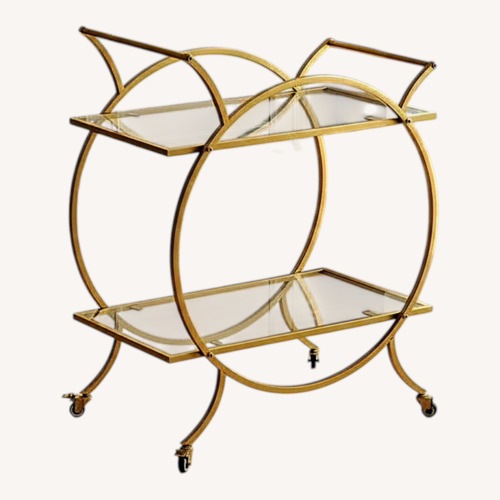 Used Gold Brass Bar Cart for sale on AptDeco
