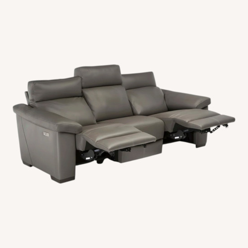 Used Natuzzi Dark Gray Leather Power Sofa W Power Headrest for sale on AptDeco