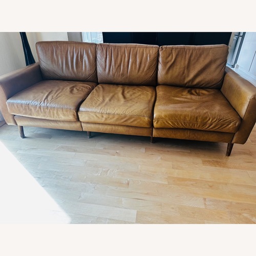 Used Burrow Nomad Light Brown Leather 3+ Seater Sofa for sale on AptDeco