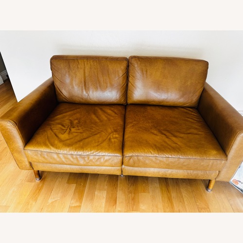 Used Burrow Light Brown Leather 2 Seater Sofa for sale on AptDeco