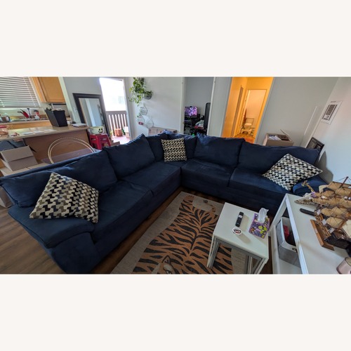 Used Bob's Discount Furniture Blue 3+ Piece Sectional for sale on AptDeco