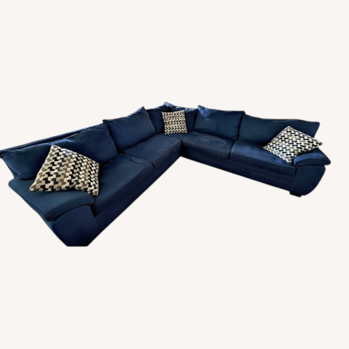 Used Bob's Discount Furniture Blue 3+ Piece Sectional for sale on AptDeco