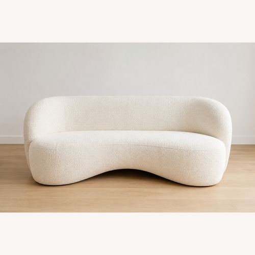 Used Contemporary White Bouclé Curved Sofa Rounded for sale on AptDeco