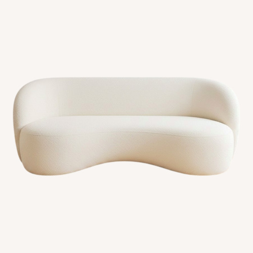 Used Contemporary White Bouclé Curved Sofa Rounded for sale on AptDeco