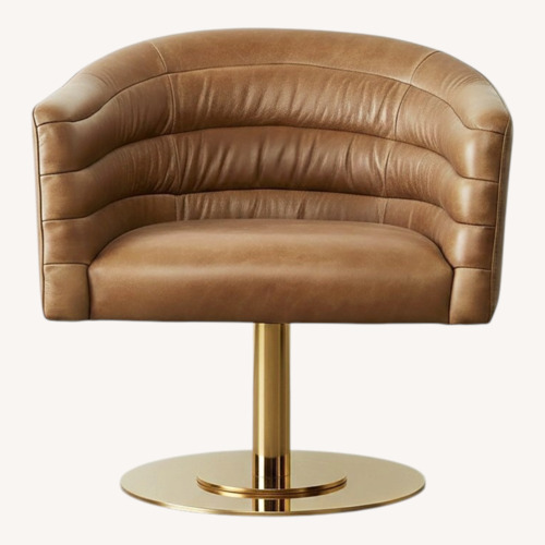 Used CB2 Cupa Saddle Leather Swivel Base Chair for sale on AptDeco
