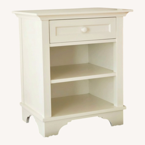 Used Pottery Barn Cynthia Antique White Bedside Table for sale on AptDeco