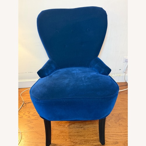 Used IKEA Remsta Blue Velvet Armchair for sale on AptDeco