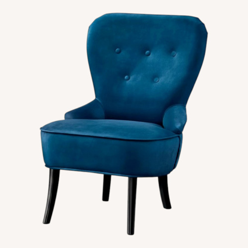 Used IKEA Remsta Blue Velvet Armchair for sale on AptDeco