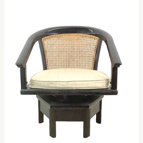Used Vintage Black Lacquer Cane Swivel Chair for sale on AptDeco