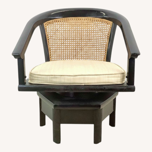 Used Vintage Black Lacquer Cane Swivel Chair for sale on AptDeco
