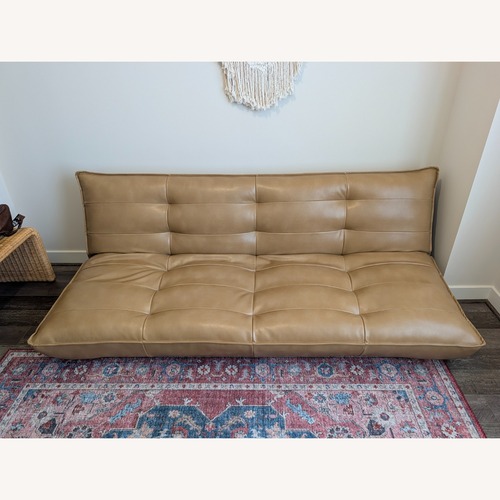 Used Urban Outfitters Light Brown Leather Sleeper Sofa for sale on AptDeco