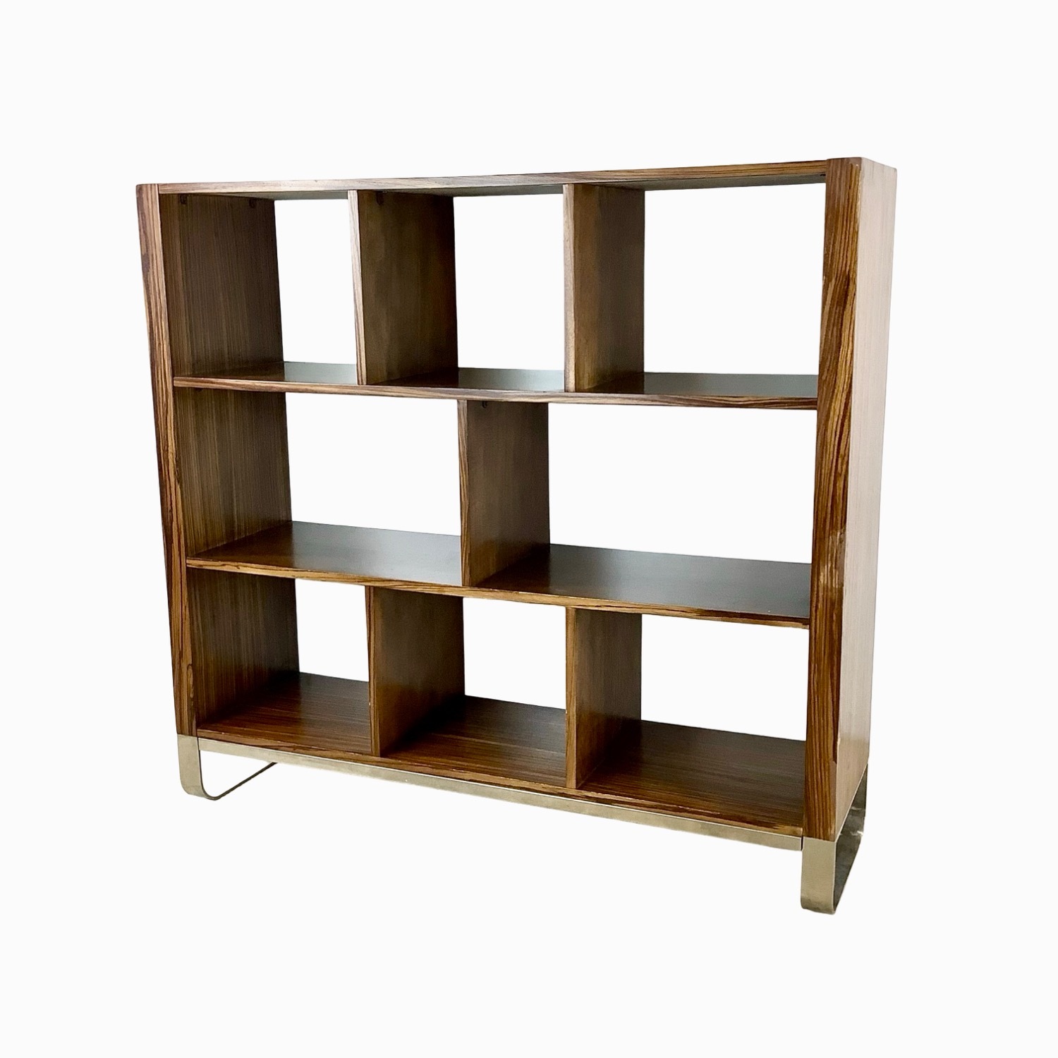 Modern Zebrawood Shelf with Chrome Sled Base - image-14