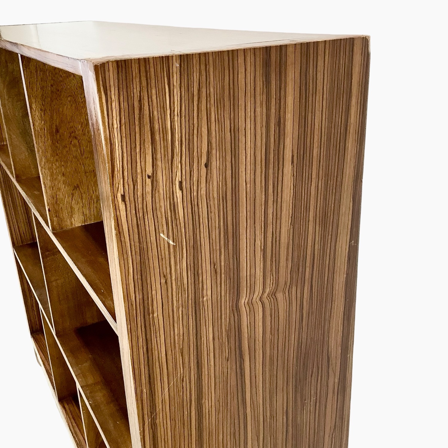 Modern Zebrawood Shelf with Chrome Sled Base - image-20