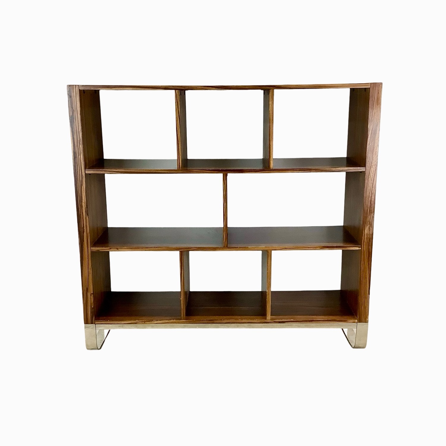 Modern Zebrawood Shelf with Chrome Sled Base - image-1