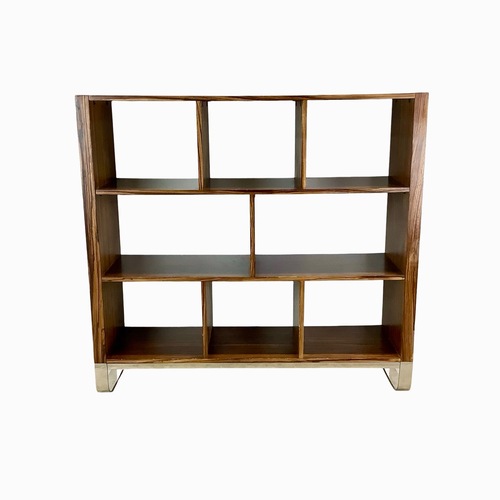 Used Modern Zebrawood Shelf with Chrome Sled Base for sale on AptDeco
