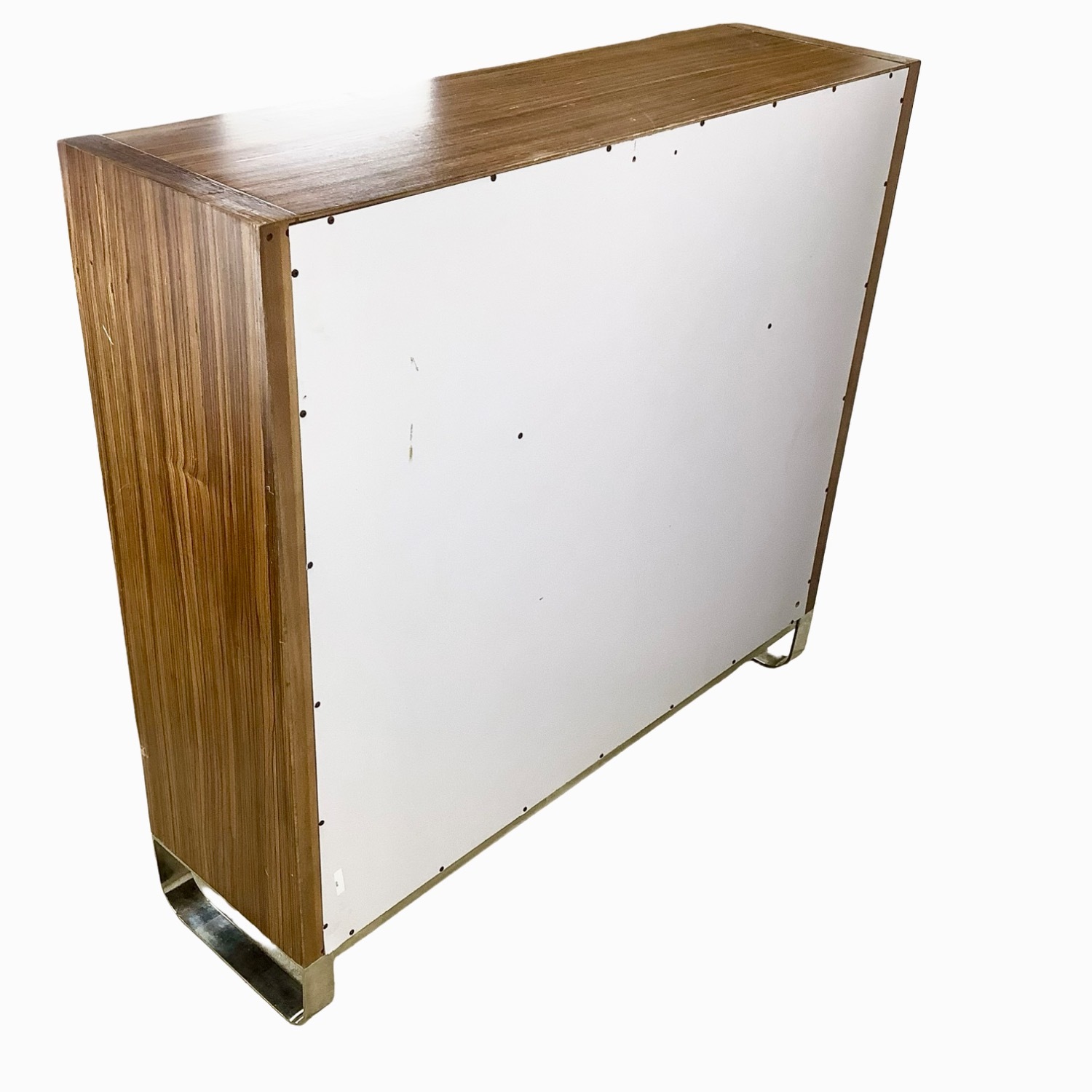 Modern Zebrawood Shelf with Chrome Sled Base - image-9