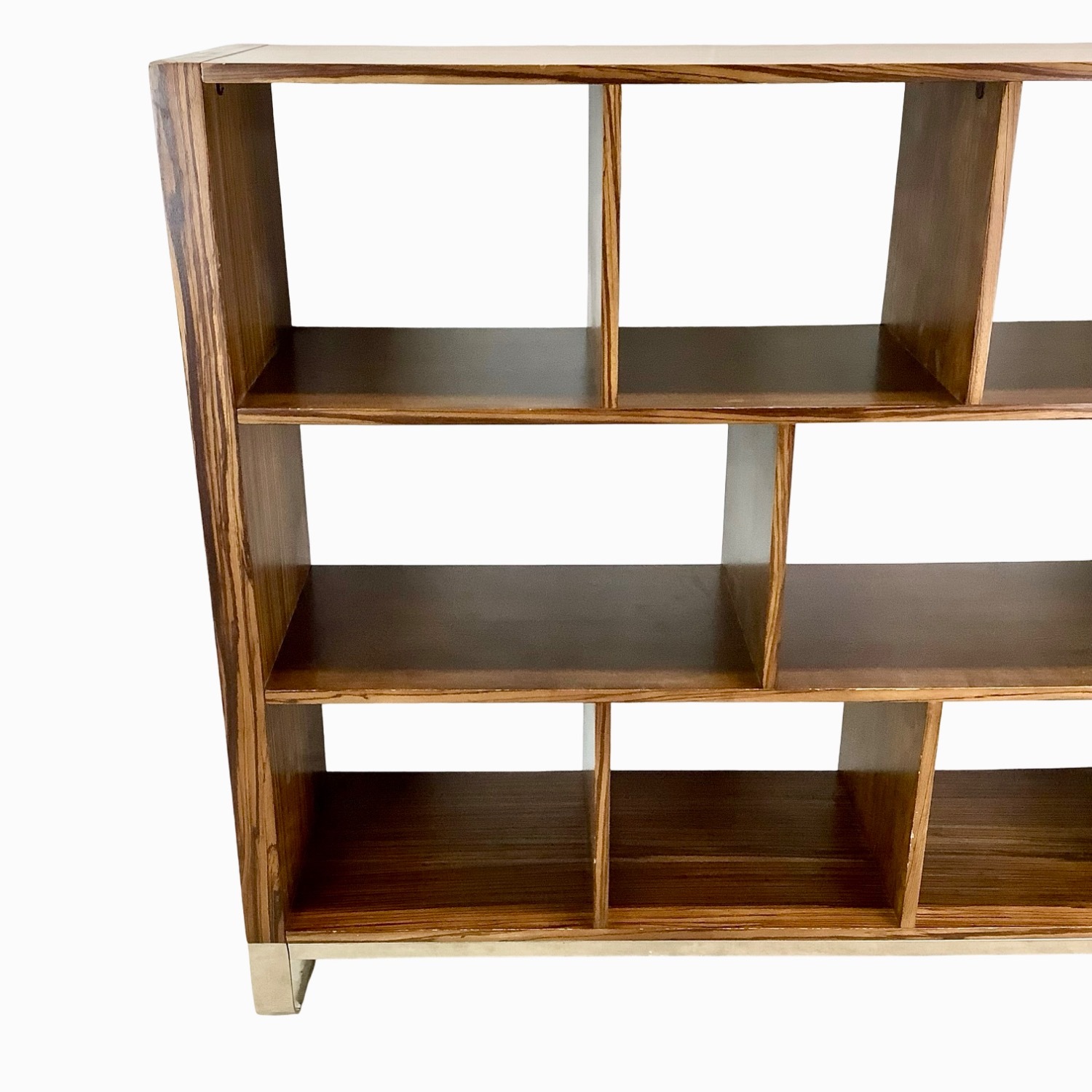 Modern Zebrawood Shelf with Chrome Sled Base - image-4