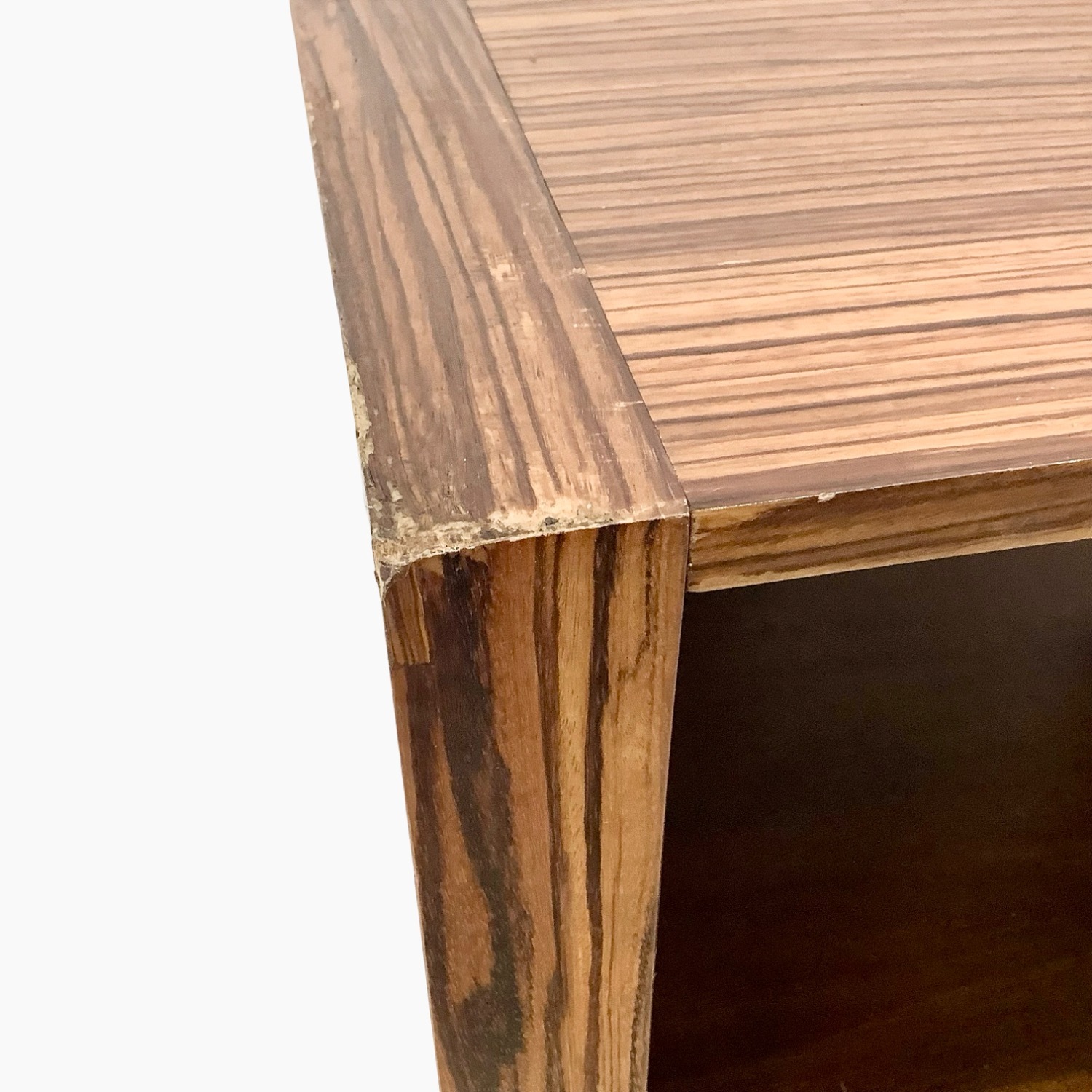 Modern Zebrawood Shelf with Chrome Sled Base - image-7