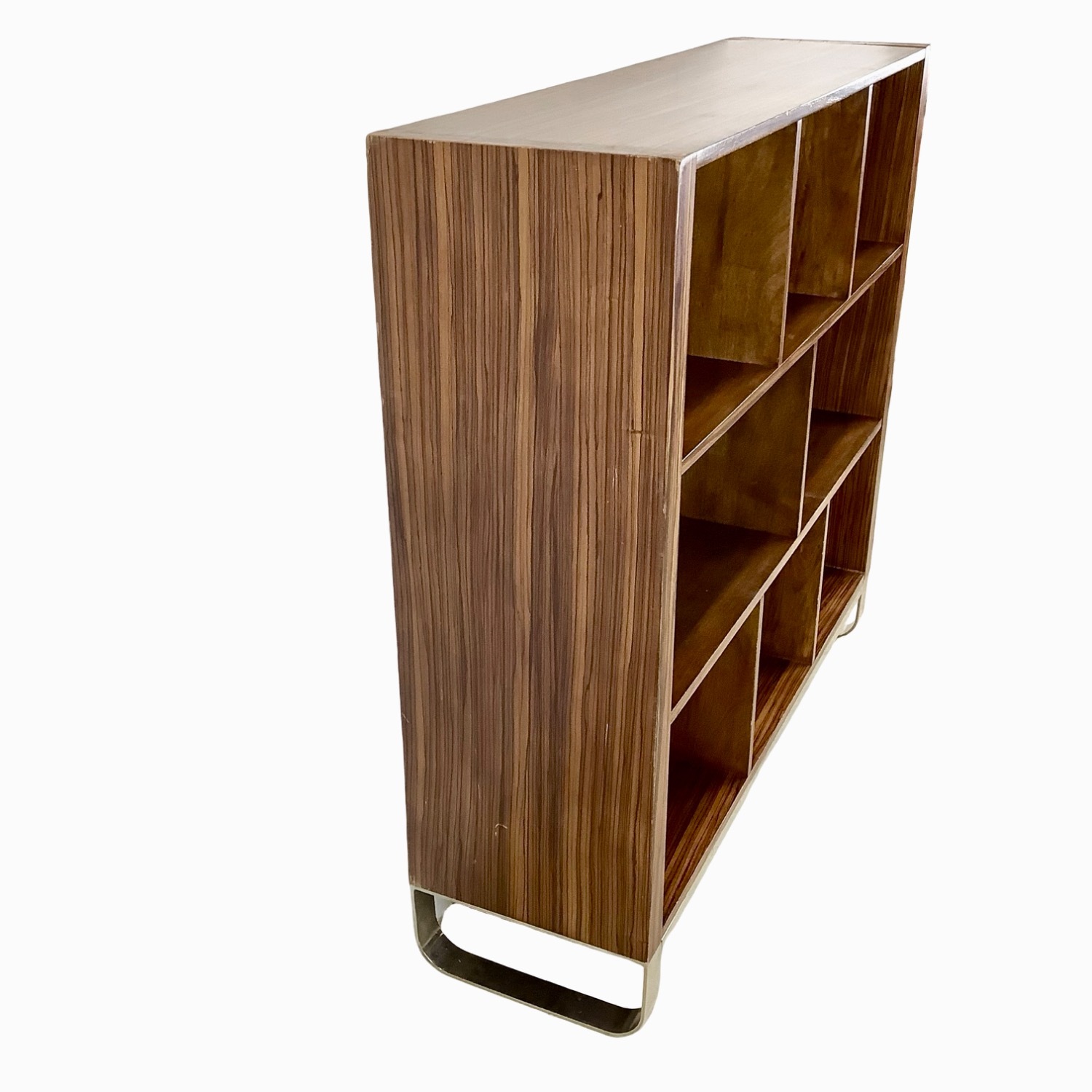 Modern Zebrawood Shelf with Chrome Sled Base - image-16