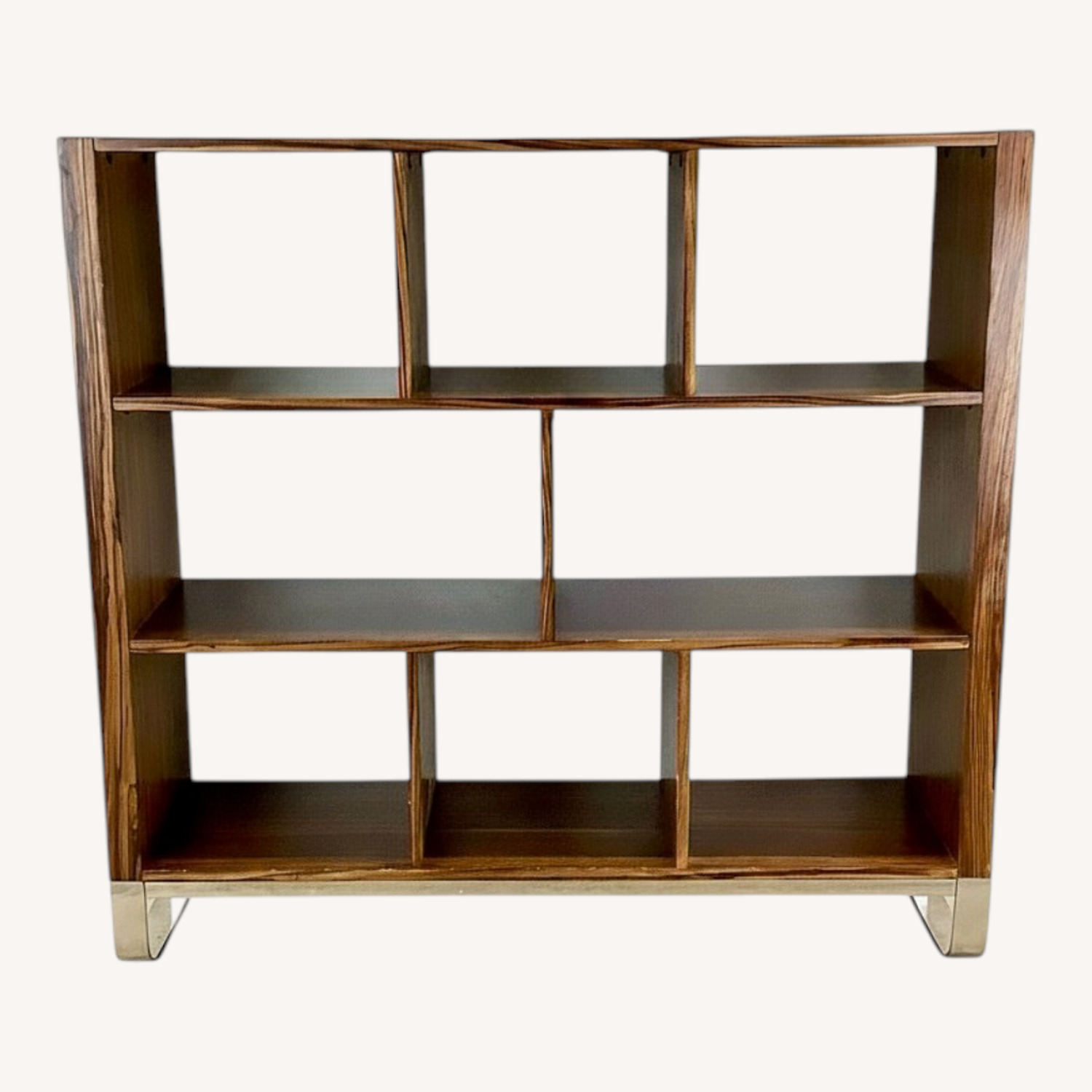 Modern Zebrawood Shelf with Chrome Sled Base - image-0
