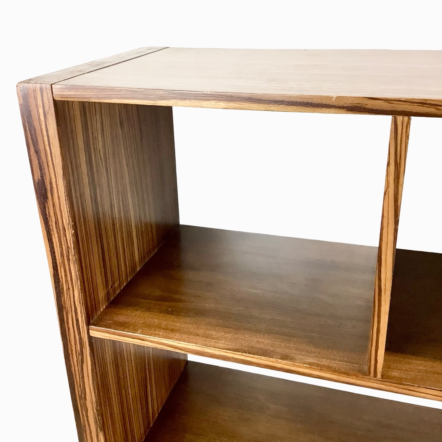 Modern Zebrawood Shelf with Chrome Sled Base - image-6