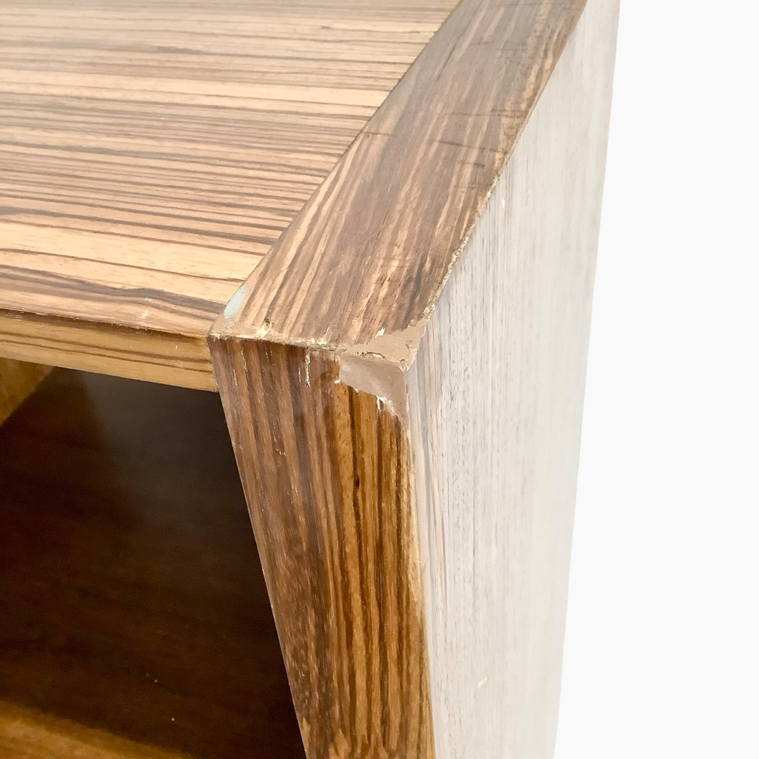 Modern Zebrawood Shelf with Chrome Sled Base - image-13