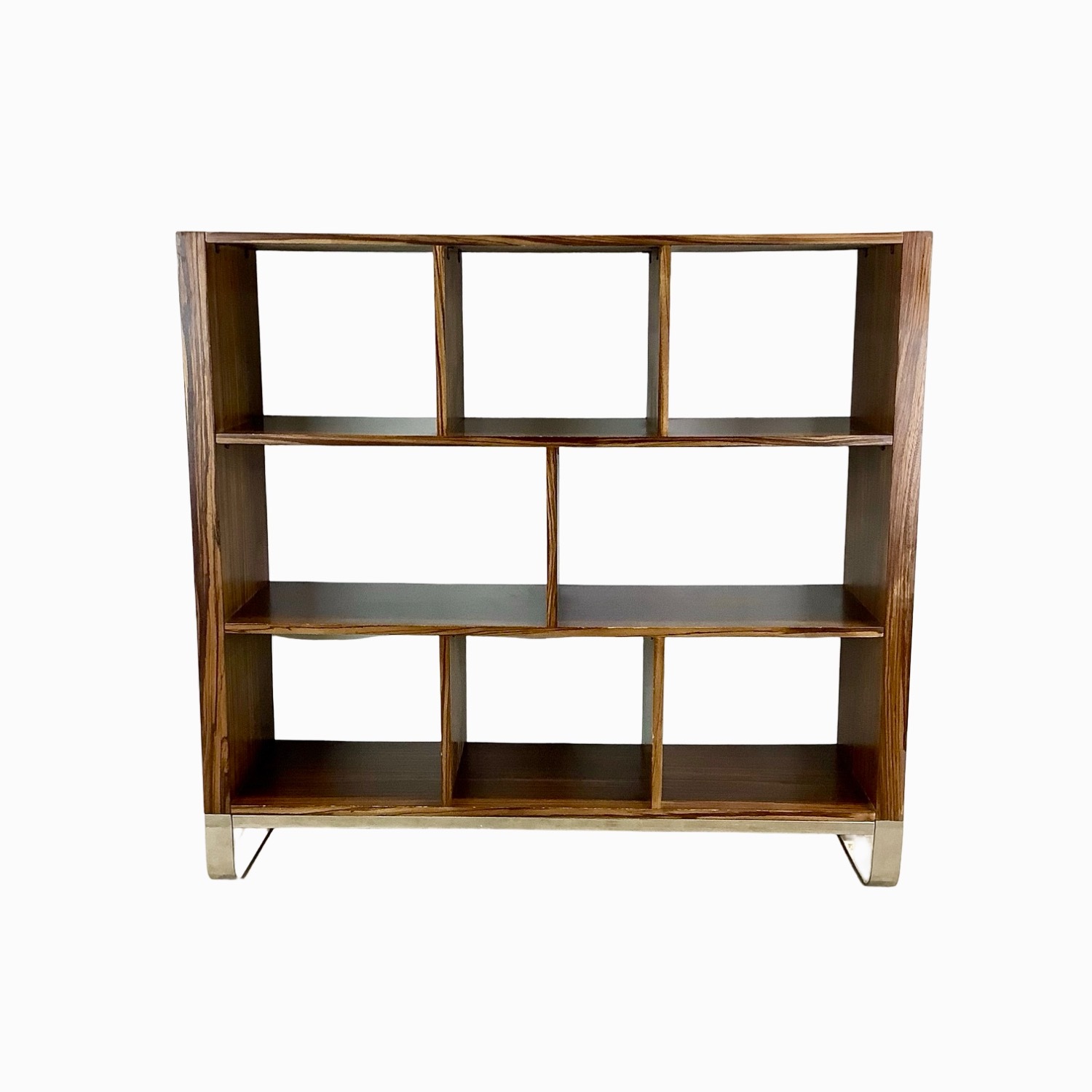 Modern Zebrawood Shelf with Chrome Sled Base - image-2