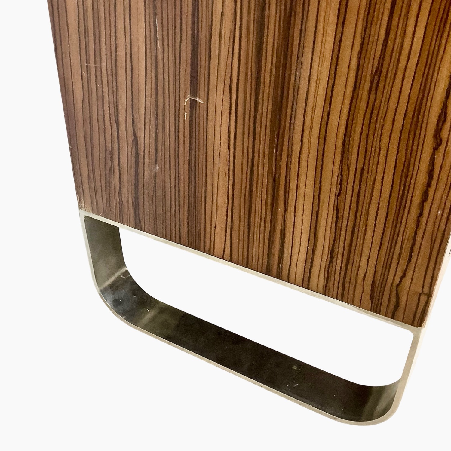 Modern Zebrawood Shelf with Chrome Sled Base - image-26