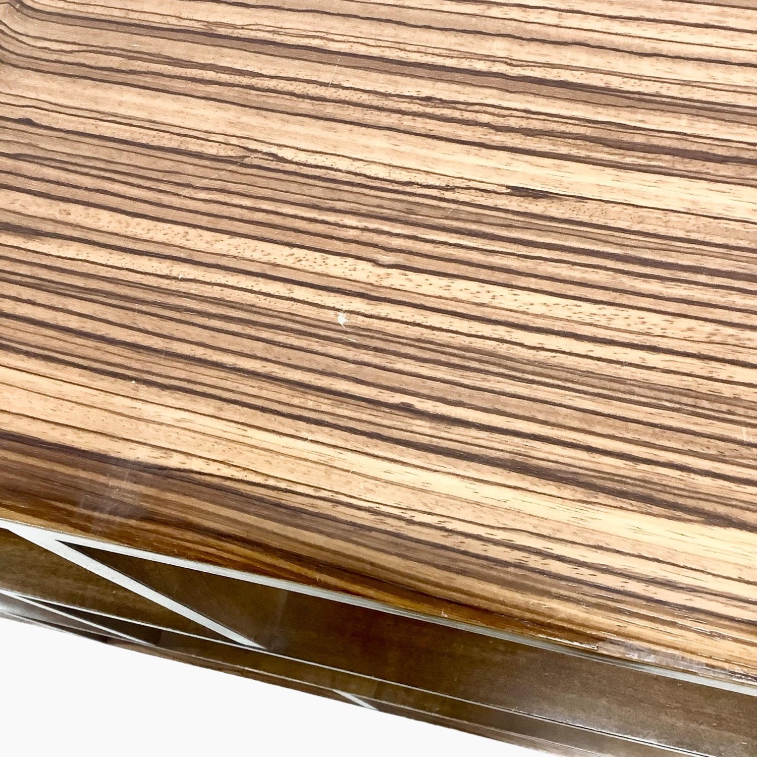 Modern Zebrawood Shelf with Chrome Sled Base - image-12