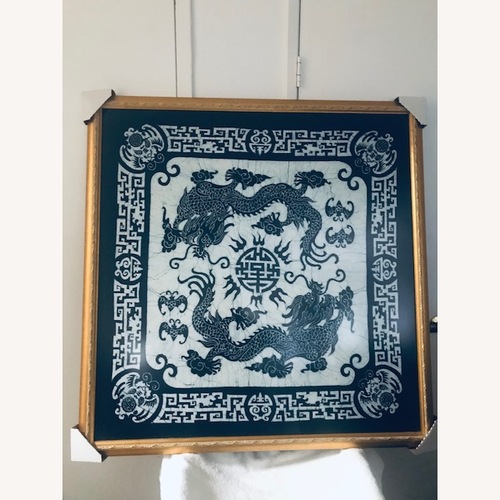 Used Classic Chinese Linen Print- Double Dragons for sale on AptDeco