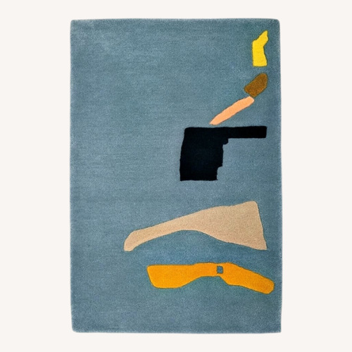 Used Blue Wool Area Rug 4' x 6' for sale on AptDeco