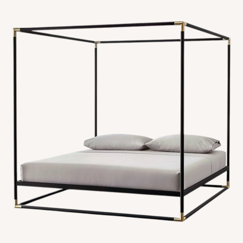 Used CB2 Black Metal Canopy Queen Bed for sale on AptDeco
