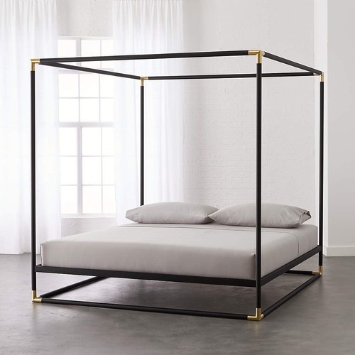 Used CB2 Black Metal Canopy Queen Bed for sale on AptDeco