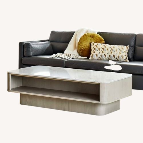 Used West Elm Panorama White Marble Coffee Table for sale on AptDeco