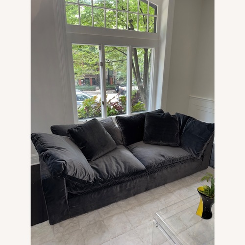 Used Restoration Hardware Cloud Velvet 8 ft. Sofa Twilight Blue Gray for sale on AptDeco