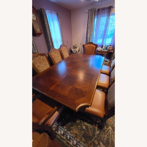 Used Stanley Furniture Dark Brown Leather Dining Set for sale on AptDeco