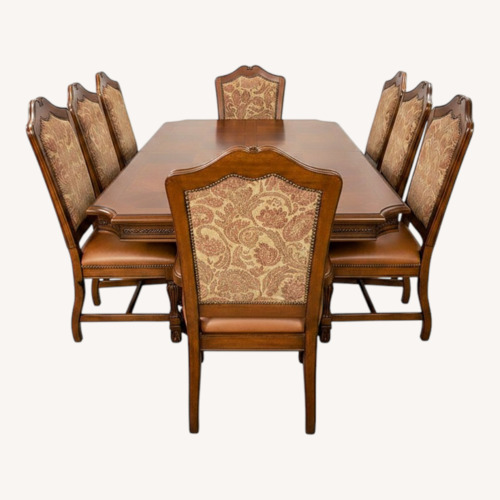 Used Stanley Furniture Dark Brown Leather Dining Set for sale on AptDeco