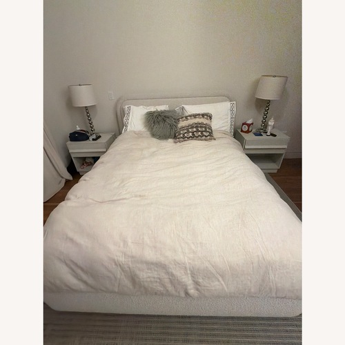 Used Create Comfort Boucle Queen bed for sale on AptDeco