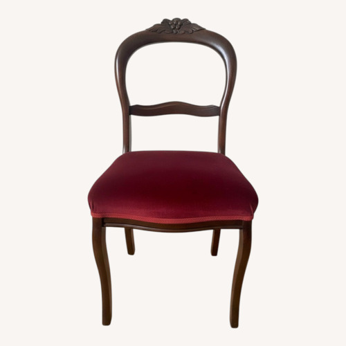 Used Antique Wood Chair with Burgundy-Red Cushion for sale on AptDeco