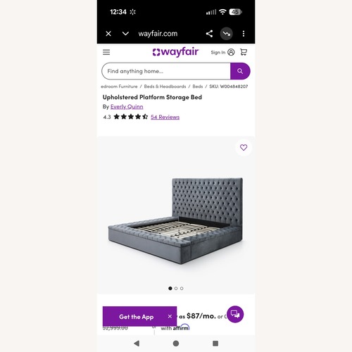 Used Wayfair Storage Bed Platform Frame King  for sale on AptDeco