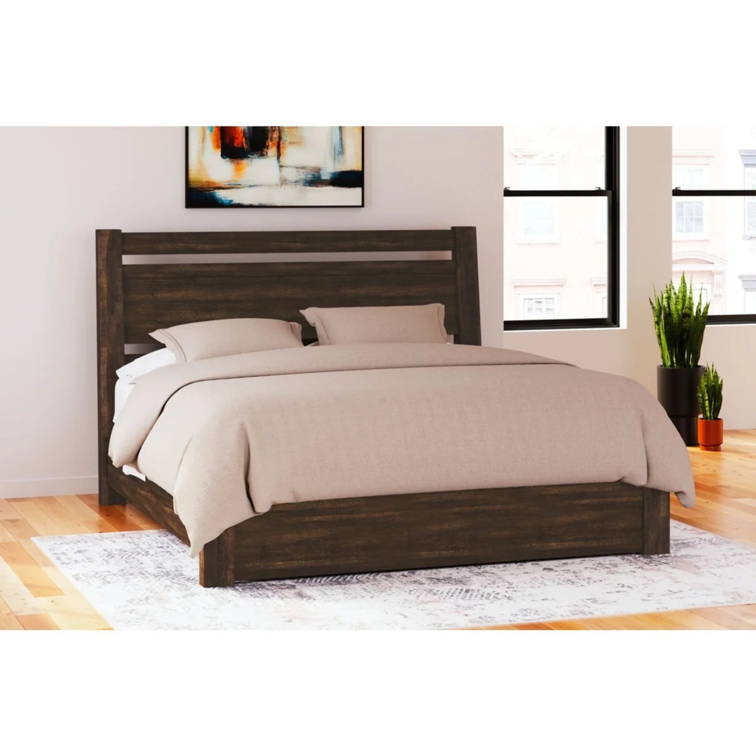Ashley Dark Wood King Bed Frame and Headboard - image-4