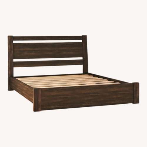 Used Ashley Dark Wood King Bed Frame and Headboard for sale on AptDeco