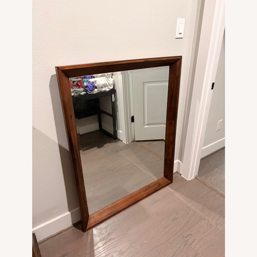 Used Dark Brown Wood Wall/Dresser Mirror for sale on AptDeco
