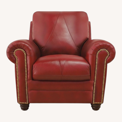 Used Coleman Cherry Leather Chair with Nailhead Trim for sale on AptDeco