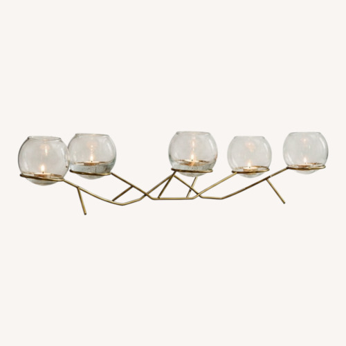 Used West Elm Brass & Glass Globe Votive Centerpiece for sale on AptDeco