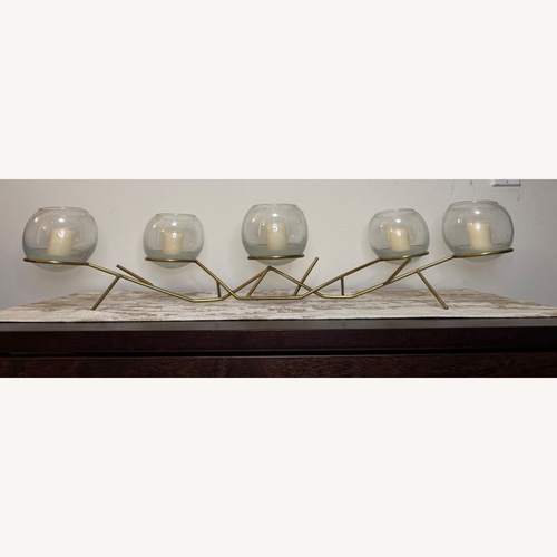 Used West Elm Brass & Glass Globe Votive Centerpiece for sale on AptDeco