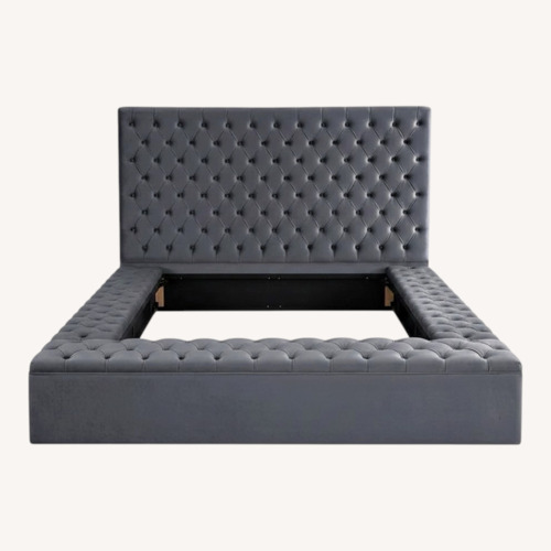 Used Home Meridian Light Gray Fabric Queen Bed for sale on AptDeco