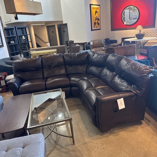 Used 5pc Rounded L-Shape Vegan Leather Sectional for sale on AptDeco